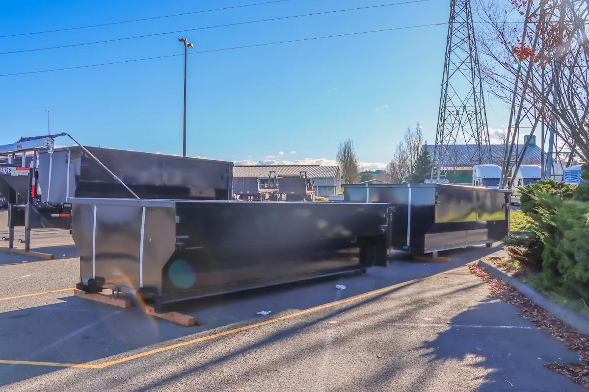 Roll-off dumpster ready for waste disposal at job site for Construction Dumpster Rental in Round Lake Beach